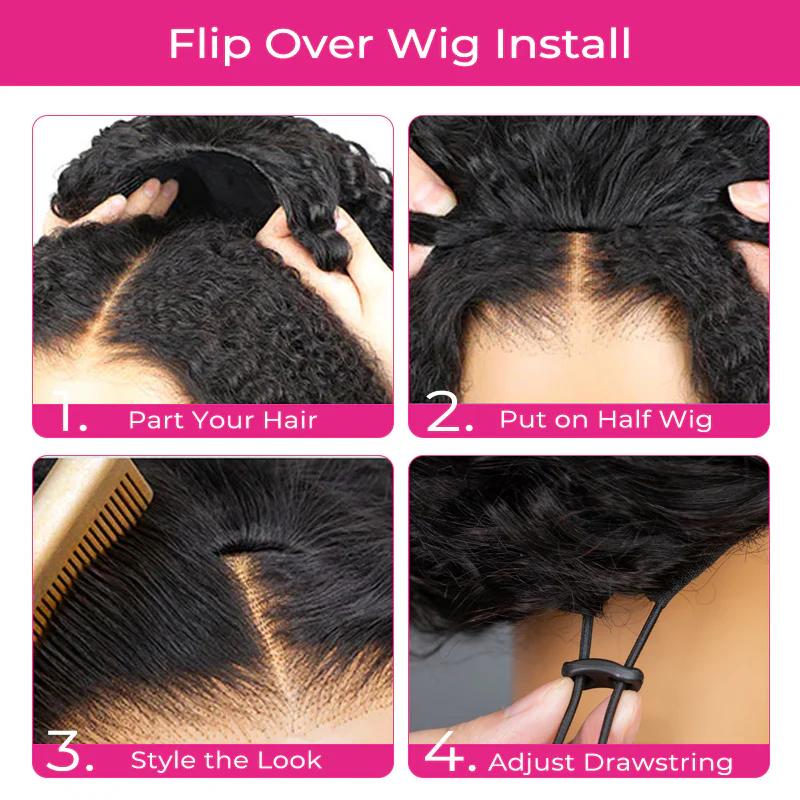 [WEAR GO HALF WIG] ISEE HAIR Arenee.mua 250% Density Invisible Hairline Wear Go Kinky Curly Half Wig Glueless Human Hair Wigs Seamless Flip Over Wig Updo Down Style Hairpiece #Category Spotlight