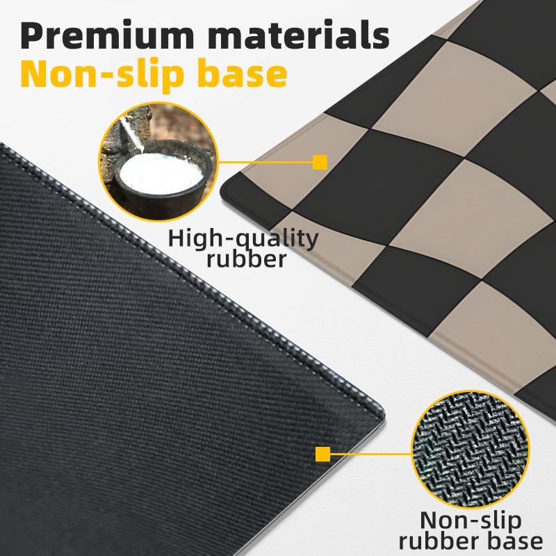 Checkered Pattern Large-Sized Gaming Mouse Pad, Black And Beige Desktop Protection Pad, Anti-Slip Rubber Lock Edge High-Definition Printing, Suitable For Computers, Laptops, Offices, Homes, As A Gift For Family And Friends, Gaming Desk Accessory