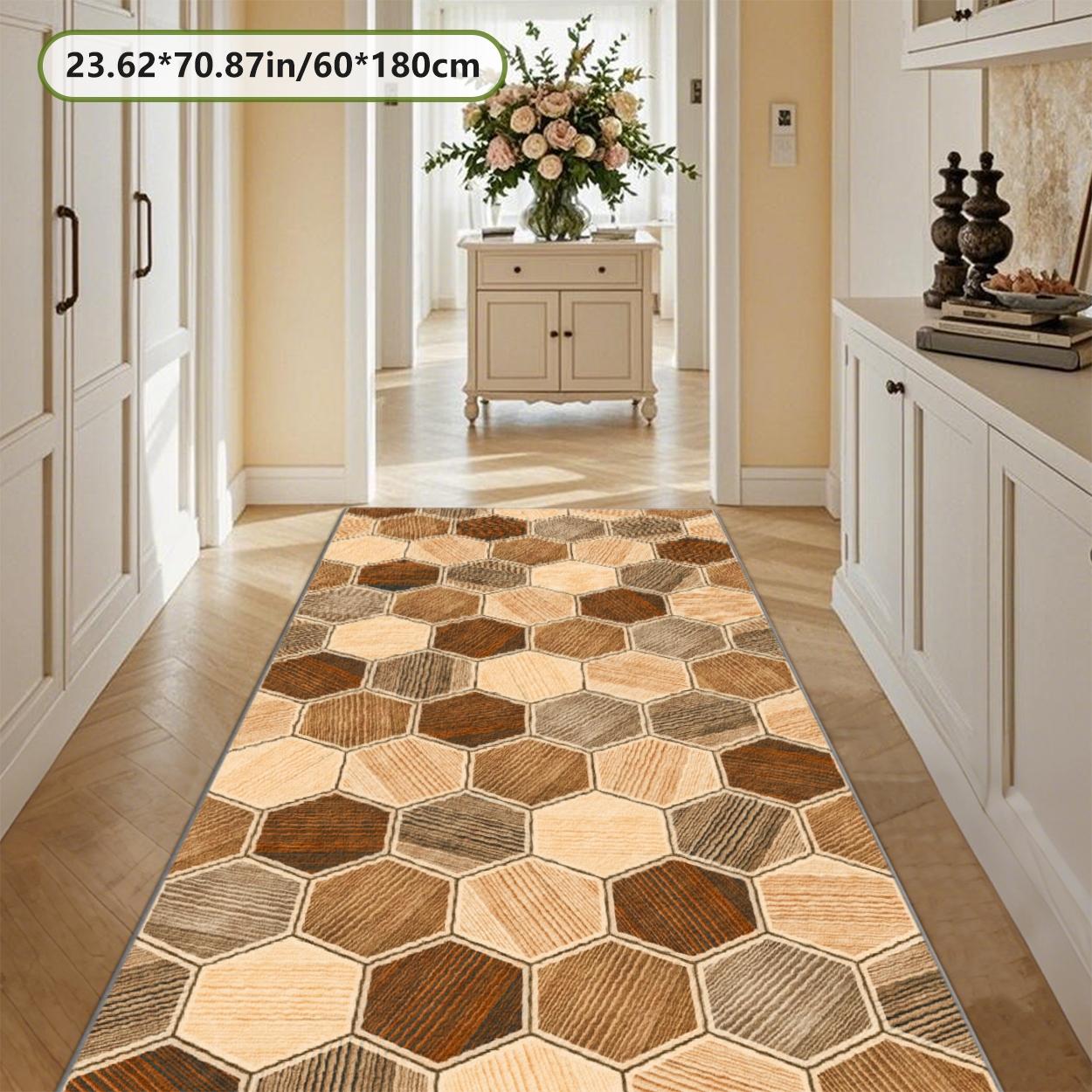 Velvet Soft Striped Rug, Modern Print Long Runner Carpet, Living Room Corridor Bedroom Mat, Multiple Sizes Available