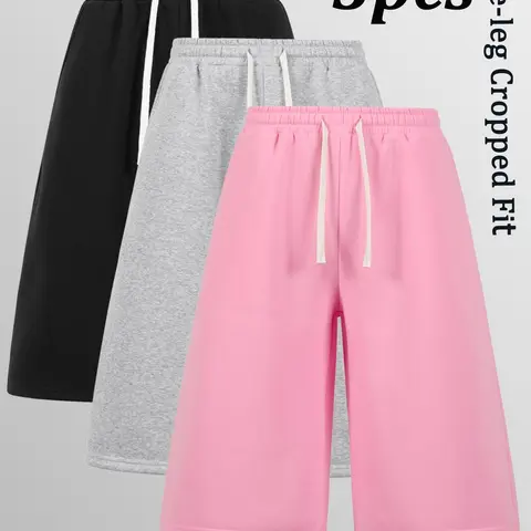 Men's Loose Fit Capri Pants with Pockets, Casual Drawstring Waist Bottoms for Daily Wear, Street Style, Comfortable Fabric, Trendy Fashion Clothes, Menswear
