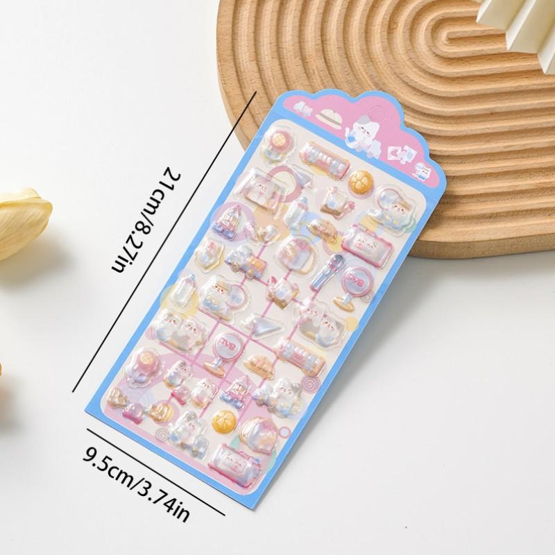 Cute 3D Resin Stickers, Cartoon Animal Food Hand Account Decorative Stickers, Fun and Creative Paper Craft Supplies