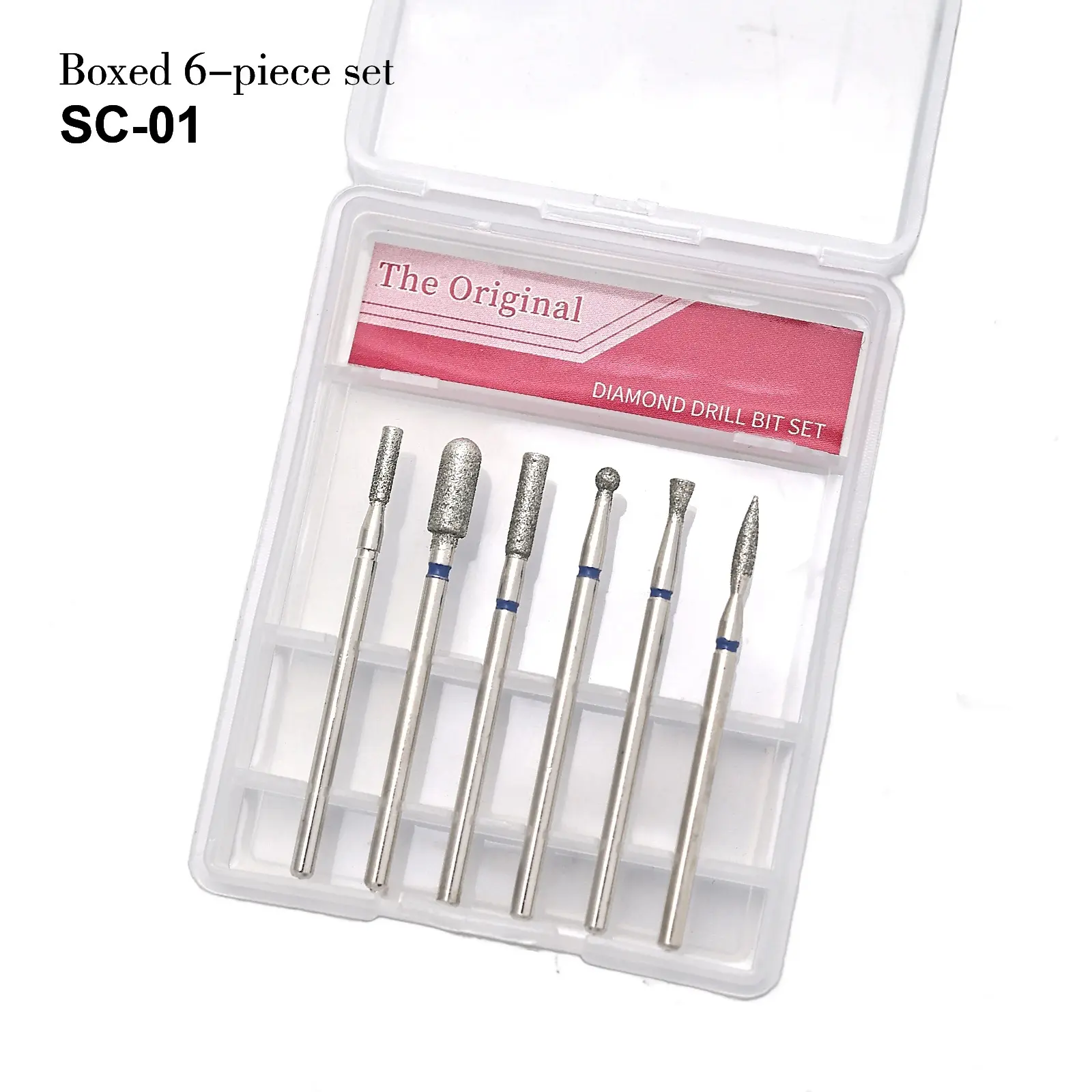 6Pcs/set Nail Drill Bits Set Nail Bits For Nail Drill Professional Diamond Drill Bit Set Electric Cuticle Rotary Manicure Nail Drill Bits Pedicure Grinding Head Sander Tools For Acrylic Gel Nails Home Salon Diy Manicure