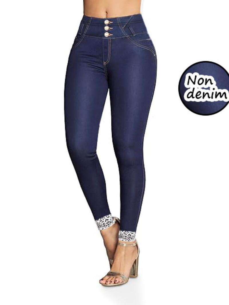 Women's Imitation Denim Skinny Pants, Denim Print Design, Stylish Comfortable Fit for Everyday Wear Women's Imitation Denim Skinny Pants, Denim Print Design, Stylish Comfortable Fit for Everyday Wear