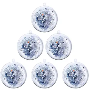 20Pcs (3.15"/80mm) Clear DIY Christmas Ornaments Clear Plastic Fillable Ornaments Balls for Christmas New Years Present Holiday Wedding Party Home Decor
