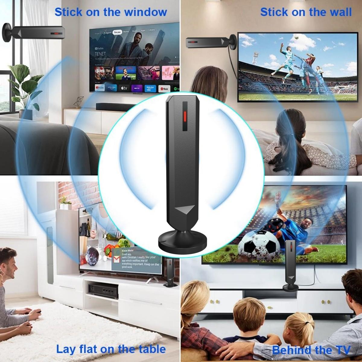 Smart Indoor TV Antenna 2026, Digital 360° Long Range 4K HD, Compatible with 1080P Tvs, Easy Installation, Includes 5m Cable