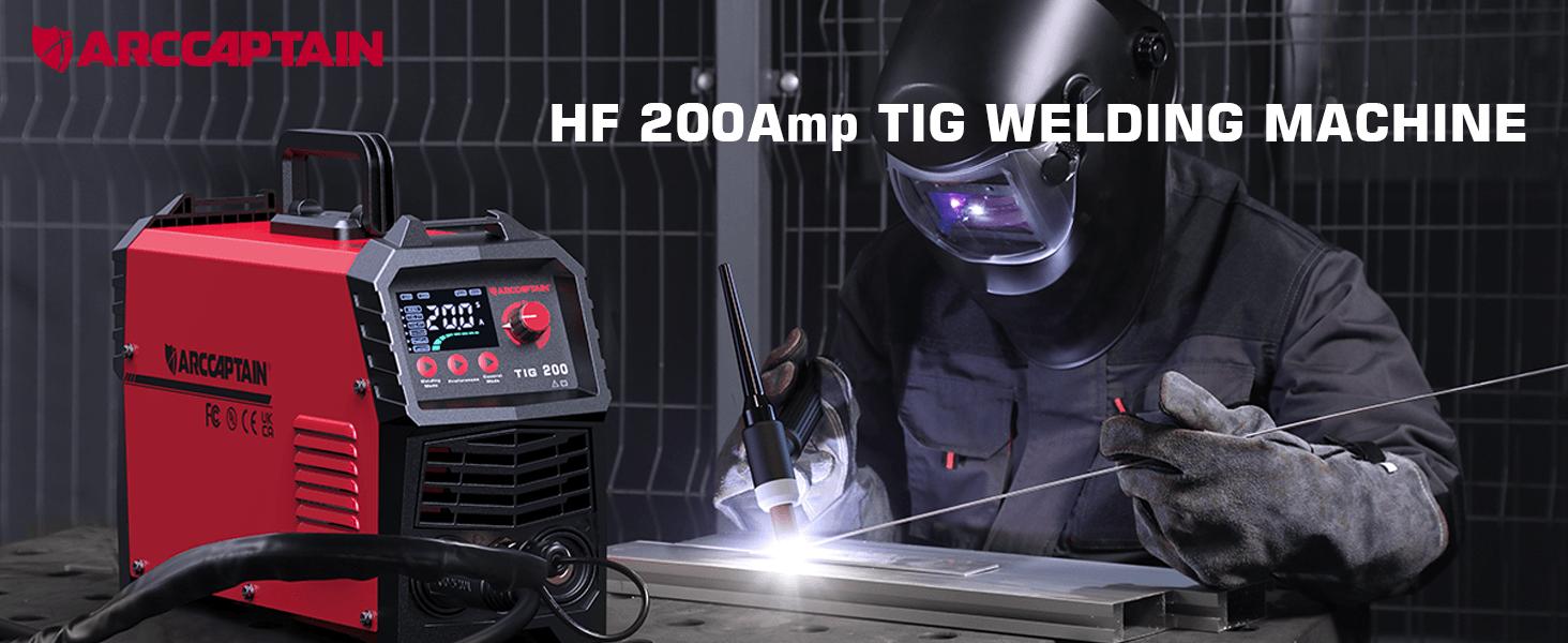 ARCCAPTAIN TIG200 TIG Welder 200A High Frequency 110v/220v Dual Voltage 2 in 1 LED Display TIG/Stick/Arc Welding Machine with 2T/4T Function & Tungsten Electrode Black Friday and Cyber Monday Deal, Thanksgiving/Christmas Gifts for Men/Dad