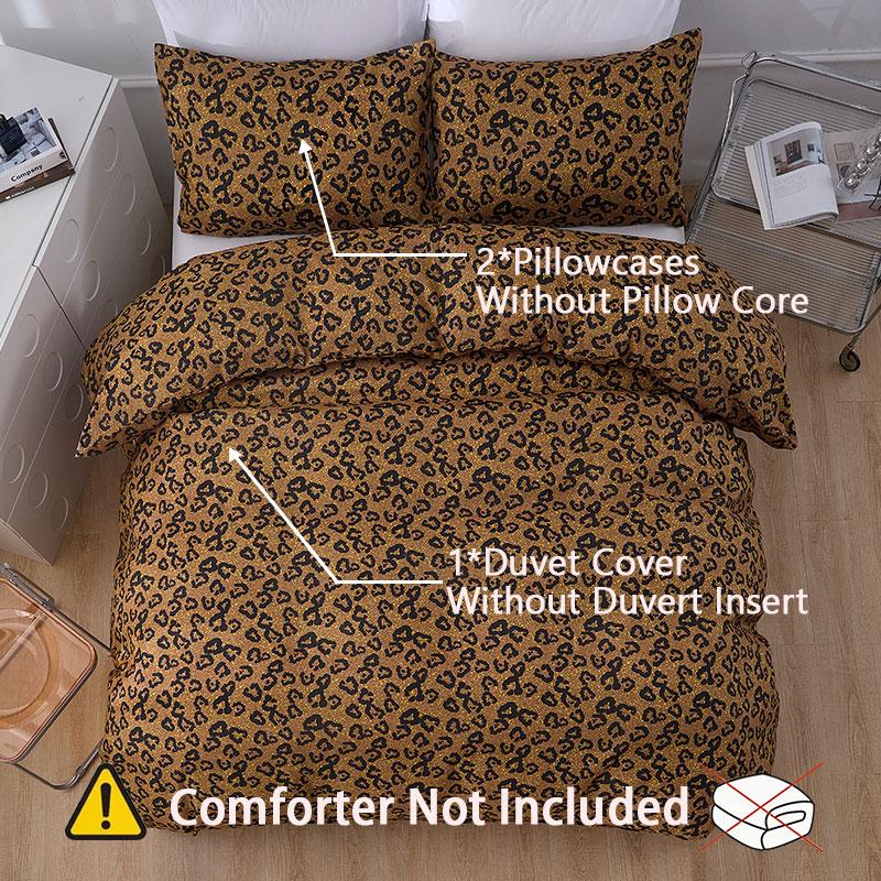 Extra Large Leopard Print Bedding Set, 3-Piece Polyester Comforter and Pillowcases, Modern Style Bedding for All Seasons