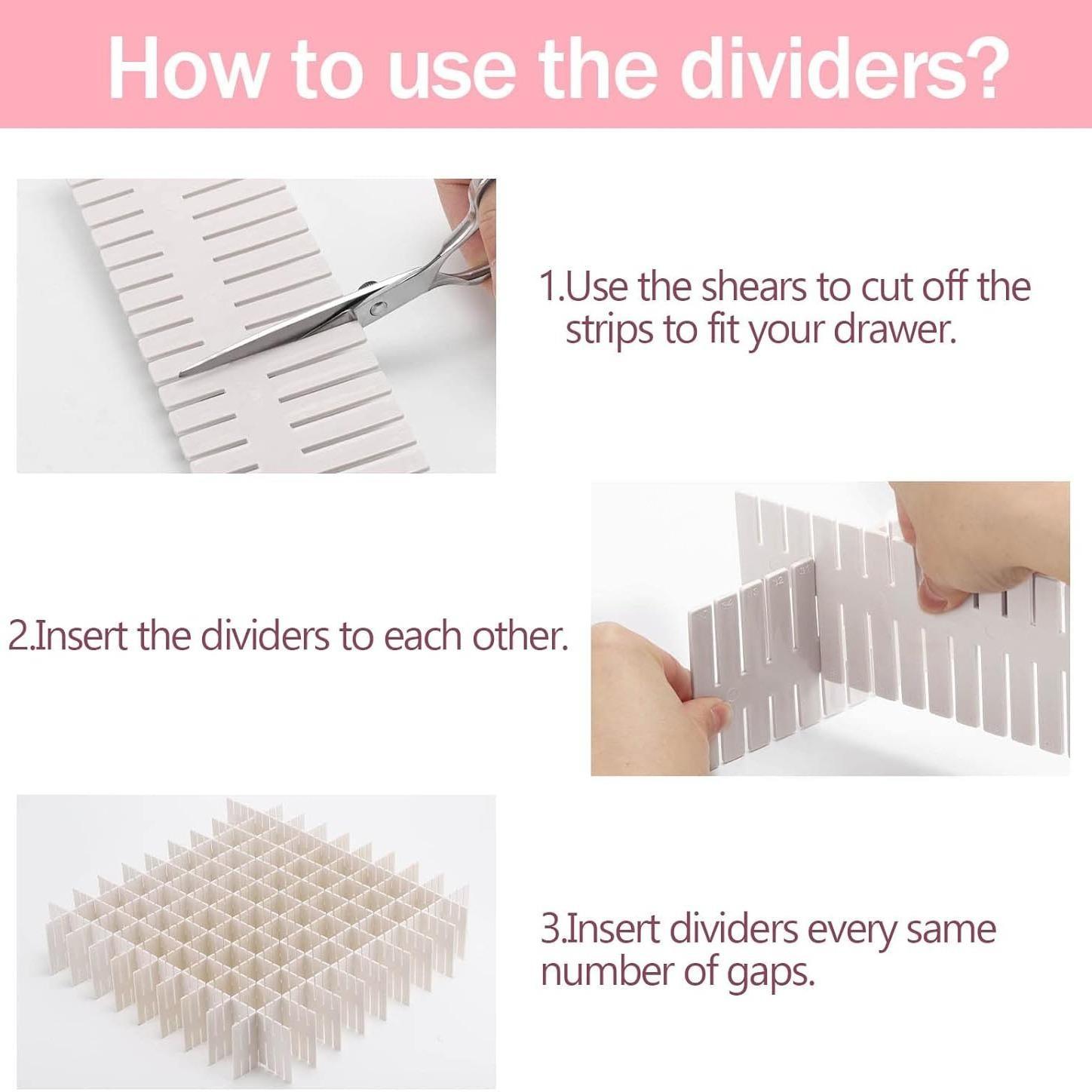 6pcs Adjustable Drawer Dividers, Thick PP Material Non-Slip, Home Storage Organizer, Suitable for Wardrobe, Underwear, Socks, Kitchen Utensils