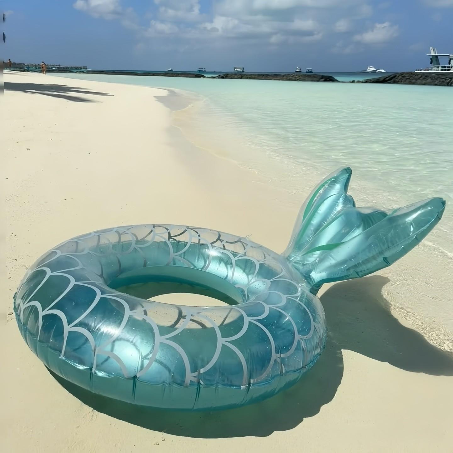 Multi-Sized Inflatable Swimming Pool Float Tube, Heavy-Duty UV Resistant Mermaid Tail Ring Inflatable Circle for Children and Adults, Colorful Pool Party Accessory Water Activities