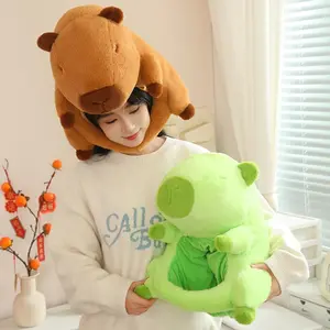 2 Styles Cute Capybara Headwear Plush Toys Soft Warm Capybara Plush Hood Funny Game Props Creative Drag Party Decor For Kids