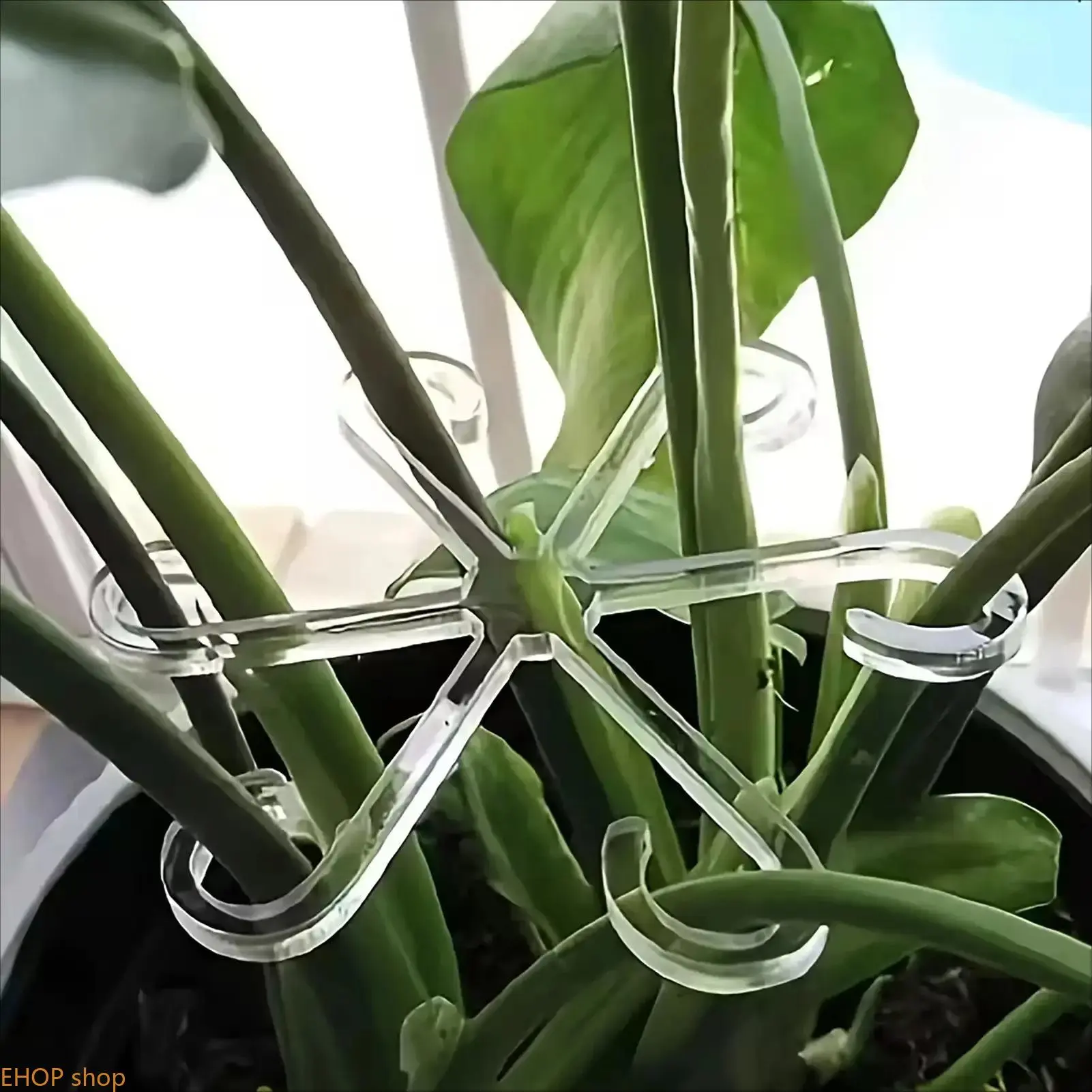 Green Plant Stem Support Clips, Heavy Duty Garden Plant Supplies with Adjustable Arms and Sturdy Hooks, Climbing Support Frame for Indoor & Outdoor Monstera, Hydroponic Plants and Potted Flowers