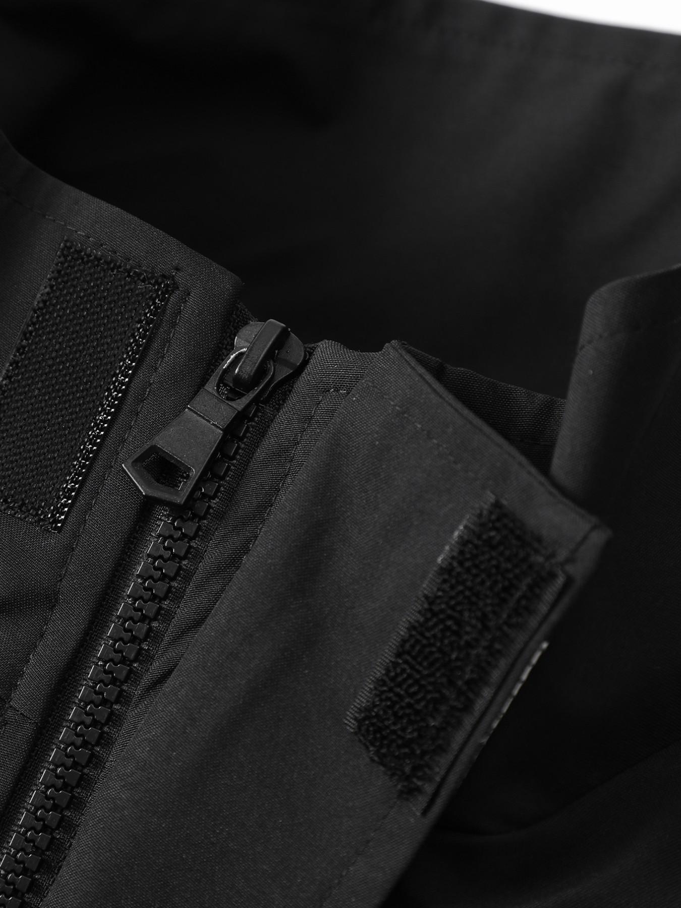 Men's Plus Size Windproof Zipper Jacket, Smooth Durable Fabric, Loose Fit Stand Collar Workwear, Letter Print Design, Retro Sport Style