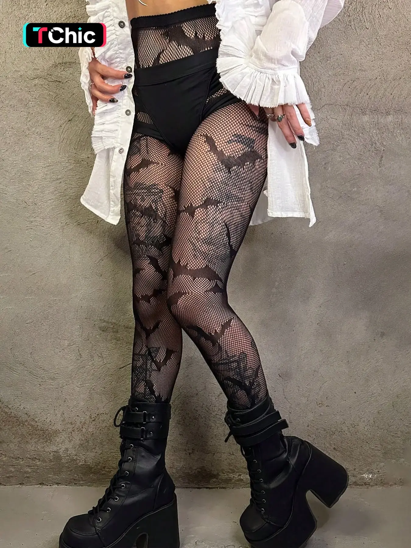 Women's Bat Fishnet Stockings, Transparent Net Socks, Fashionable Thin Underwear Pantyhose, Tights, Bar Rave Music Festival Wear, Womenswear, Mesh, Lady