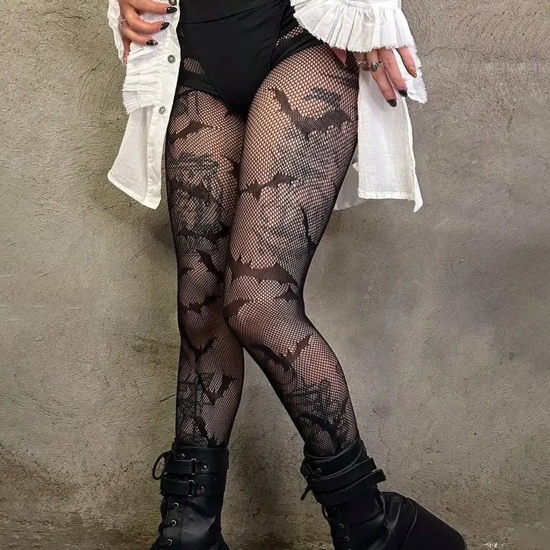 Women's Bat Fishnet Stockings, Sheer Mesh Thin Layered Pantyhose, Perfect for Bars, Clubs and Music Festivals