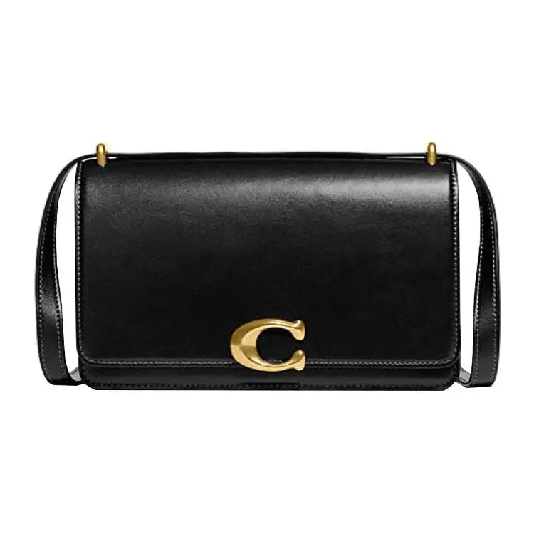COACH Bandit 24 Crossbody Shoulder Bag for Women – Minimalist Buckle Closure, Multi-Compartment Design, Genuine Leather, Black