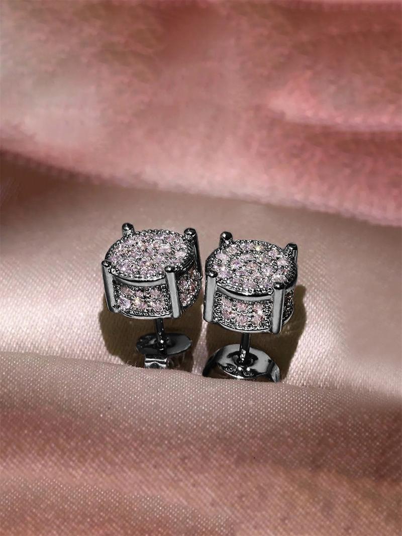 Rhinestone Decorated Stud Earrings, Women's Anniversary Wedding Jewelry Gift, Elegant Light Luxury Accessory, High Quality Earrings