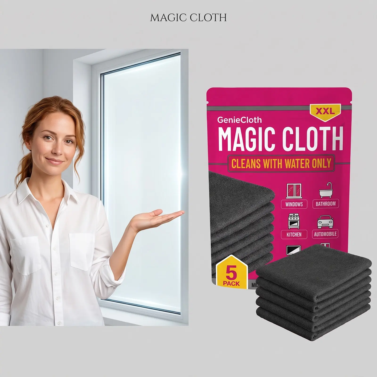 Magic Cloth Gentle Cleaning Multi-Use Glass Bathroom Kitchen Screen Furniture Stain Water Spot Wipe Towel, Versatile Household Cleaner