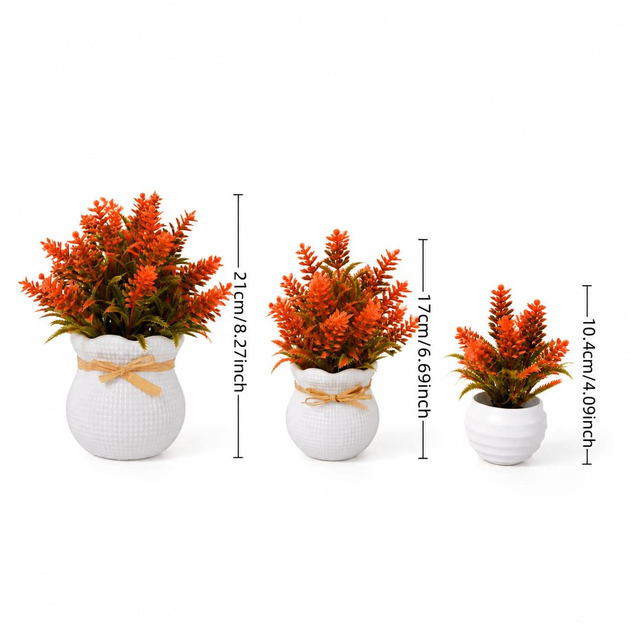 3pcs Autumn Artificial Plants Set, Mixed Sizes, Perfect for Harvest Festival, Halloween, Christmas, Fall Parties, Home Decor