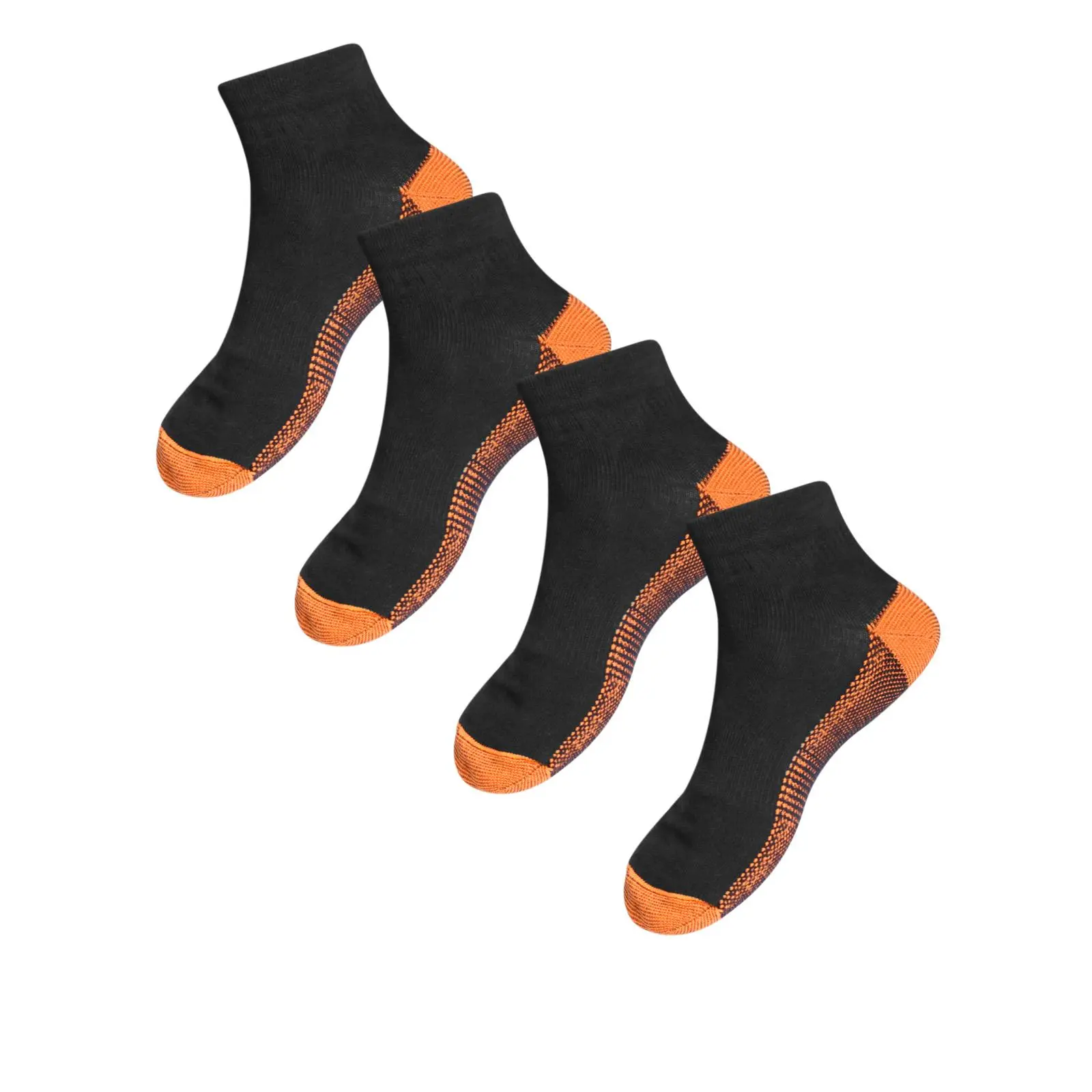 Unisex 2-Pair Copper Fiber Ankle Compression Socks - Short Cushioned, Breathable Polyester Colorblock Athletic Socks for Running, Outdoor Sports (Size 35-43)