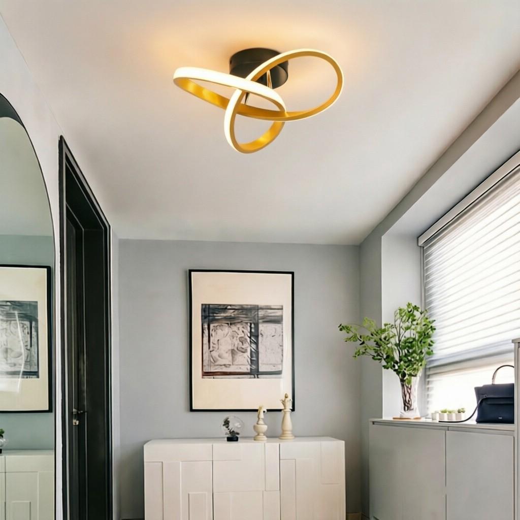 LED Ceiling Light, White-Black-Gold / Warm Light Ceiling Light - Hardwired Drilled Installation, Suitable for Bedroom, Hallway, Entryway, Study, Minimalist Indoor Home Lighting Ceiling Light