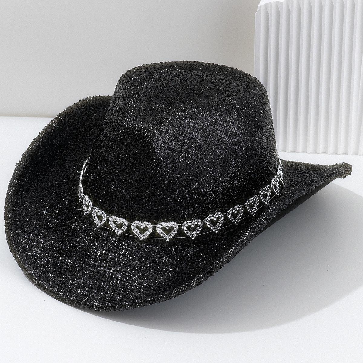 Y2K Sweet Cool Spice Girl Wind Pink Glitter Love Rhinestone Cowboy Hat Music Festival Birthday Party Concave Styling ArtifactSpeedy Smarts
