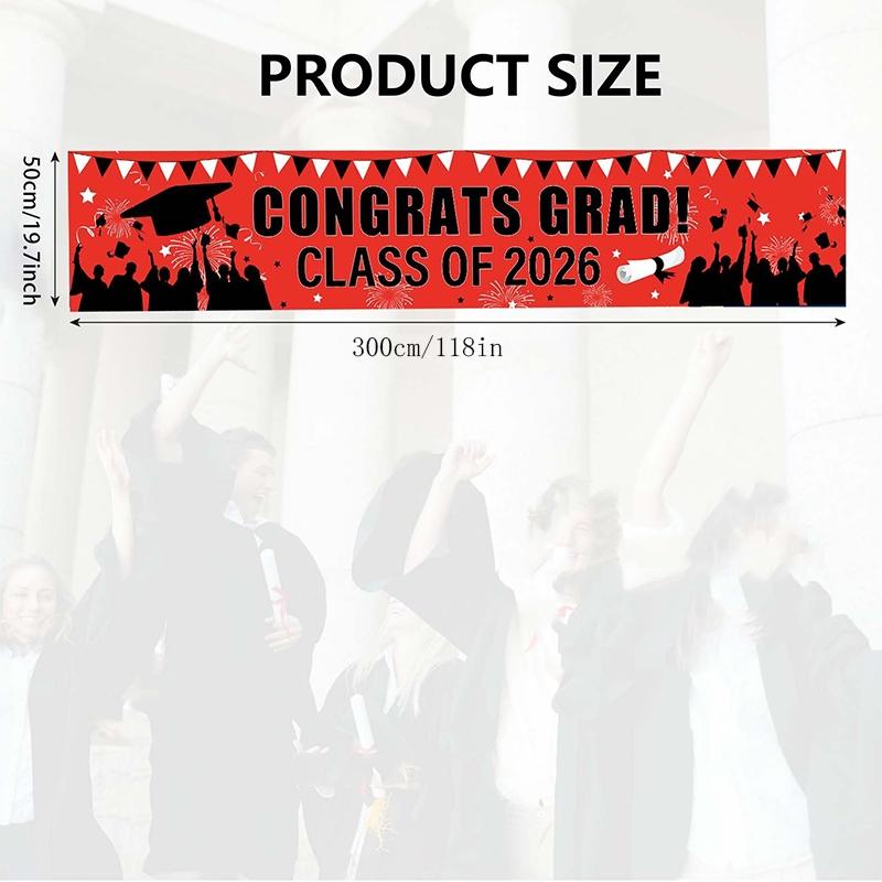 Large Celebration Graduation Banner, Red and Black, Class of 2026, Banner Background, 2026 Graduation, Yard Sign, Graduation Party Supplies and Decorations, Graduation Decorations, 2026
