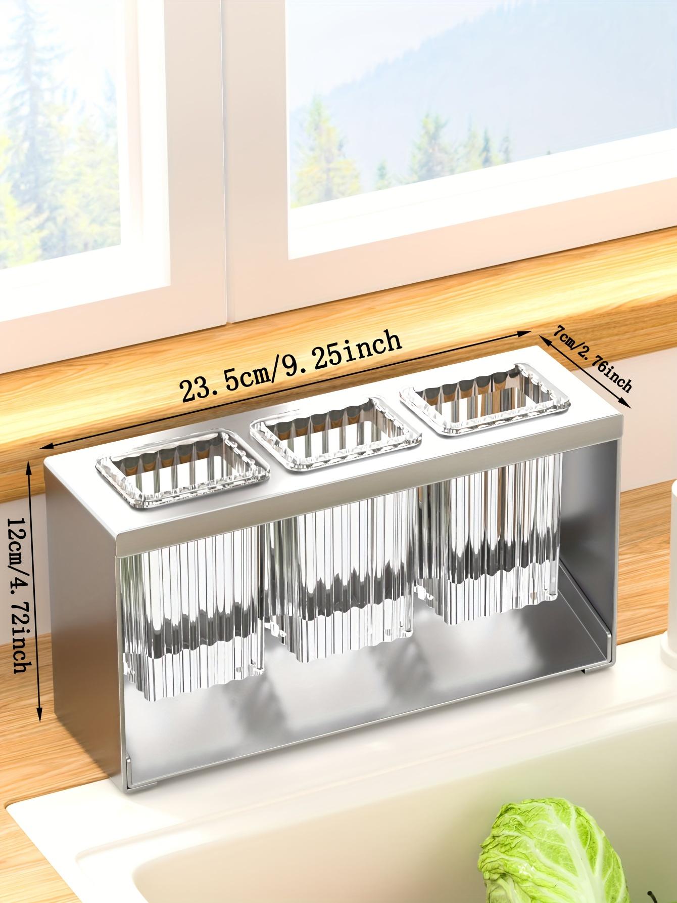 1pc Multifunctional Drain Rack With Built-in Drainage Storage Box, Household Chopstick Tube, Kitchen Tableware Storage Rack, Knife, Fork And Spoon Storage Rack, Countertop Storage, Organiser, Drainboard Dish Drainers