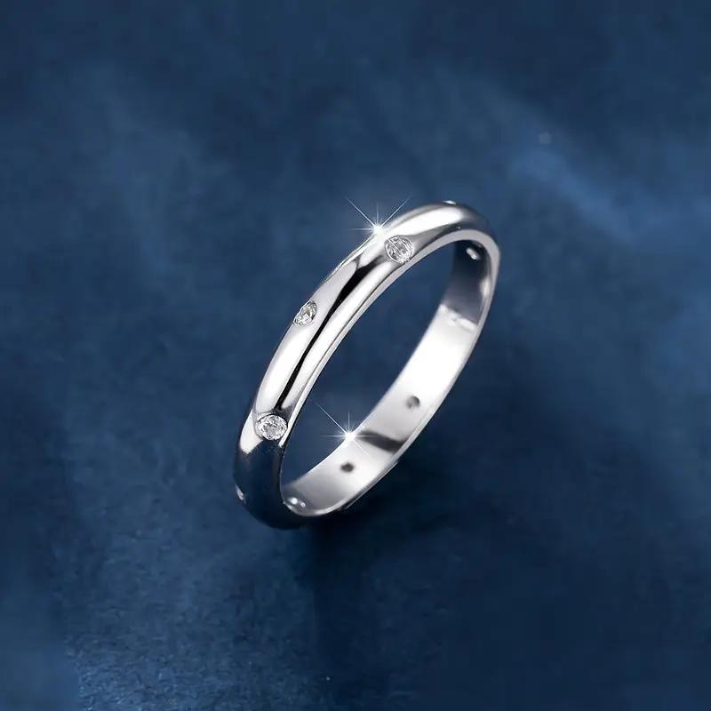 925 Silver Diamond Set Ring, Classic Bohemian Style, Vintage Wedding Ring with Zircon Decoration, Proposal and Confession Ring, Jewelry Gift