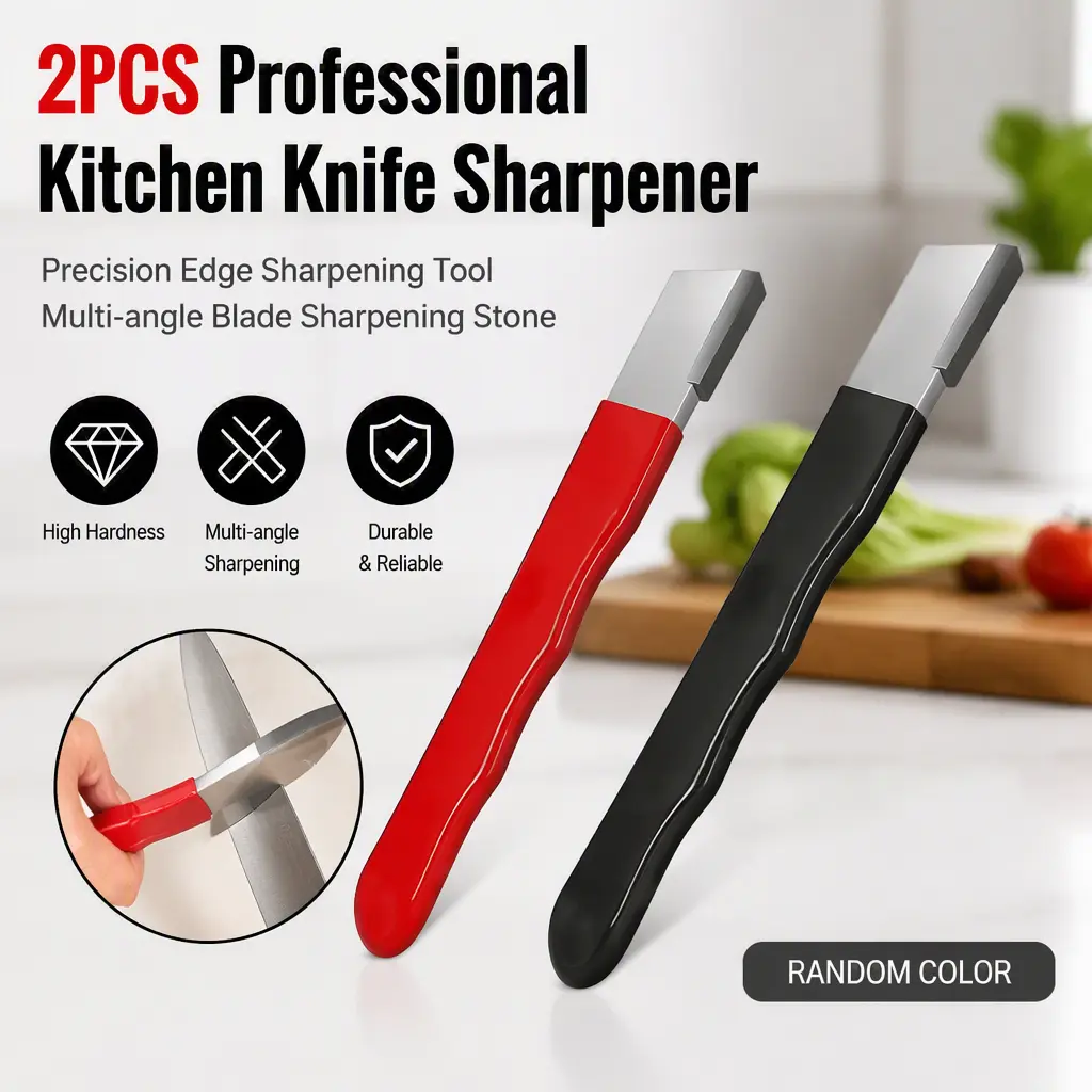 Household Kitchen Knife Sharpener Tool, Portable Precision Edge Sharpening Stone, Hand‑held Multi‑Angle Blade Sharpening Accessory, Random Color
