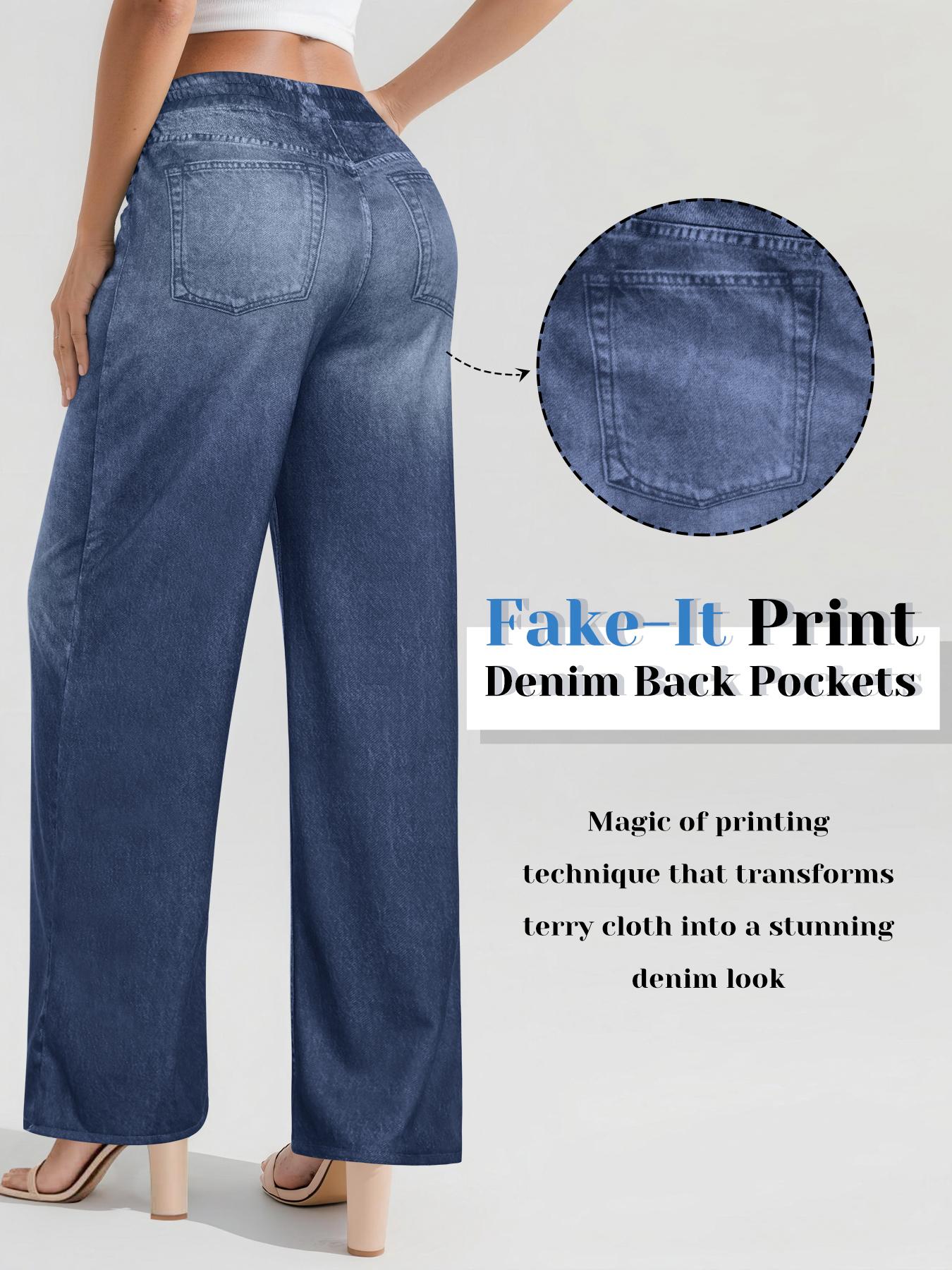 Women's High Waist Stretchy Wide Leg Jeans, Loose Fit Denim Jeans with Pockets, Casual All Season, Christmas style