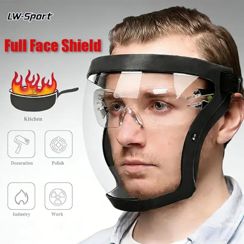 Transparent Visor - Adjustable Full-Face Protective Shield - Durable Plastic Safety Mask - Heat & Impact Resistant for Work, Kitchen, and Outdoor Use with Easy Drawstring Closure,gift for Father's Day