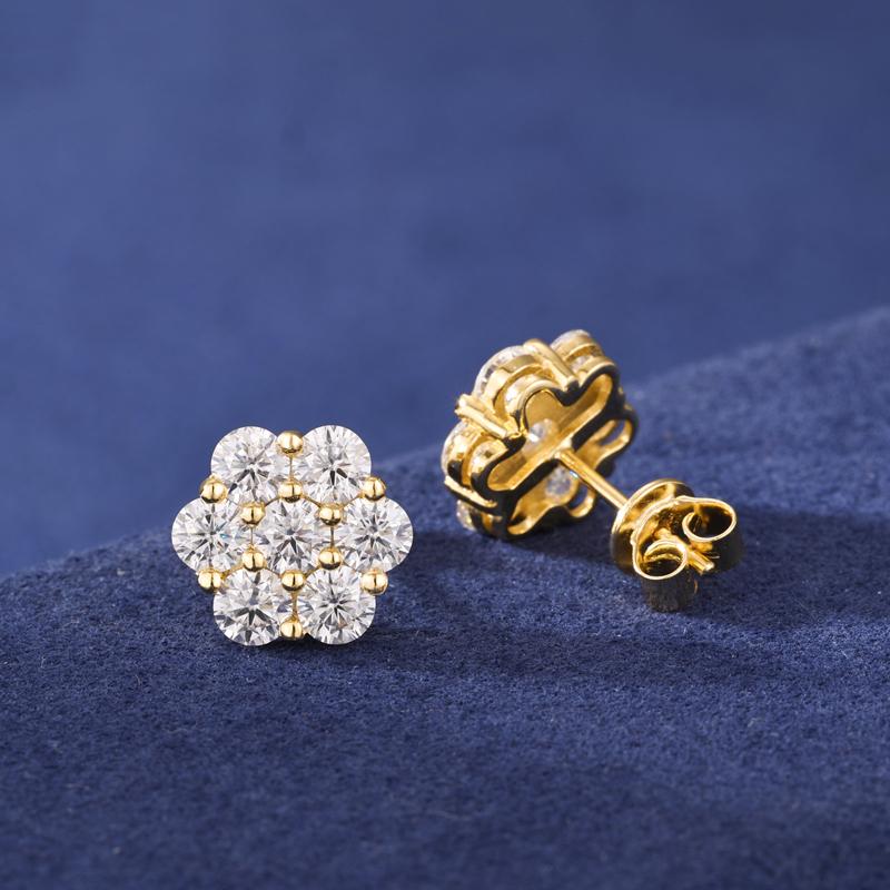 【#E266】UCCIYO Petal Earrings 925 Sterling Silver Synthetic Moissanite Inlay Jewelry Earrings Unisex Fine Jewelry Hip Hop Rapper Gift  FallFreshness