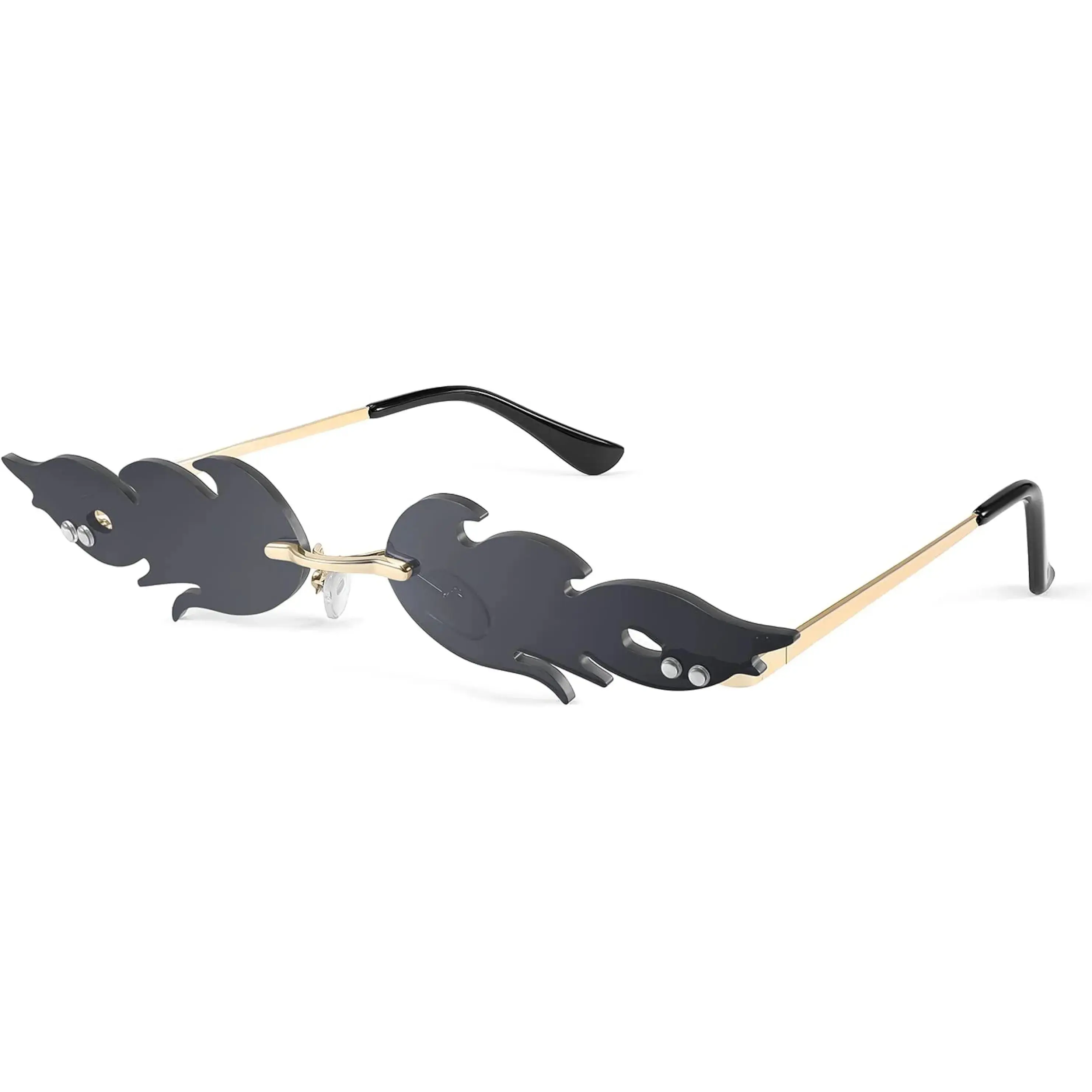 Flame Women's Mirror Frameless Fire Shaped Novelty Sunglasses