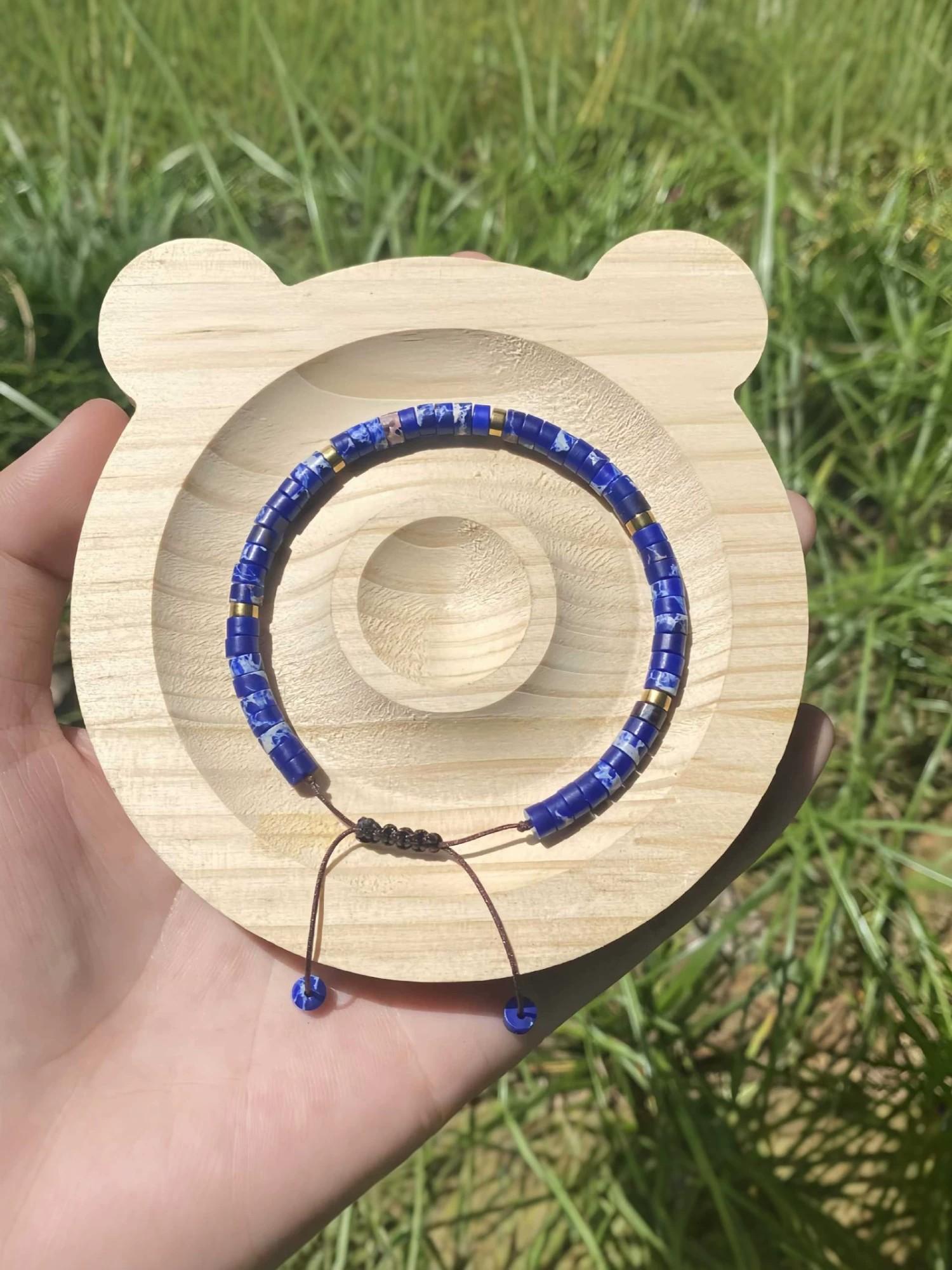 Lapis Lazuli Straight Cut Bracelet, New Traditional Zen Style, Natural Stone for Wealth and Career, Daily Wear for Professionals