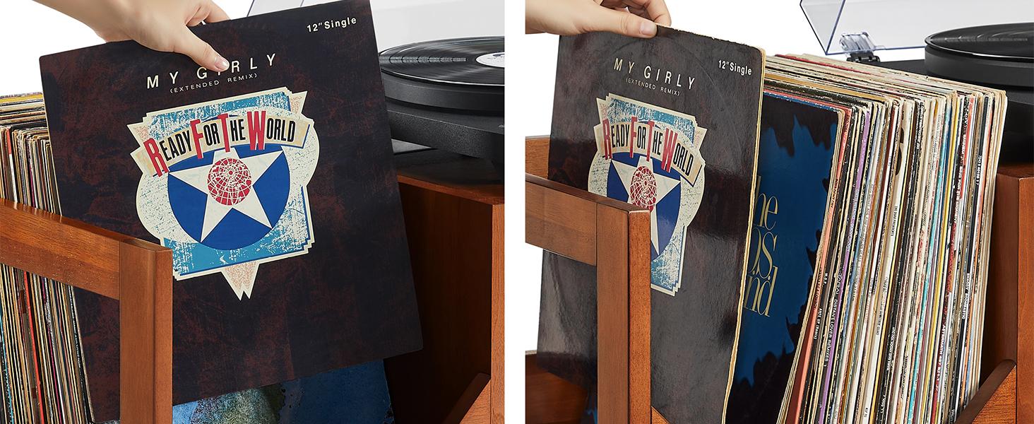 Crosley Furniture Asheville Mid-Century Modern Media Console Record Player Stand, Storage for Vinyl Records, Large, Walnut