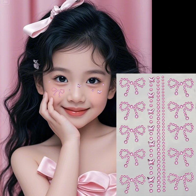 New 3D Butterfly Rhinestone Stickers, Star Moon Round Diamond Pentagram Pearl Face Decorations, Christmas Face Tattoos