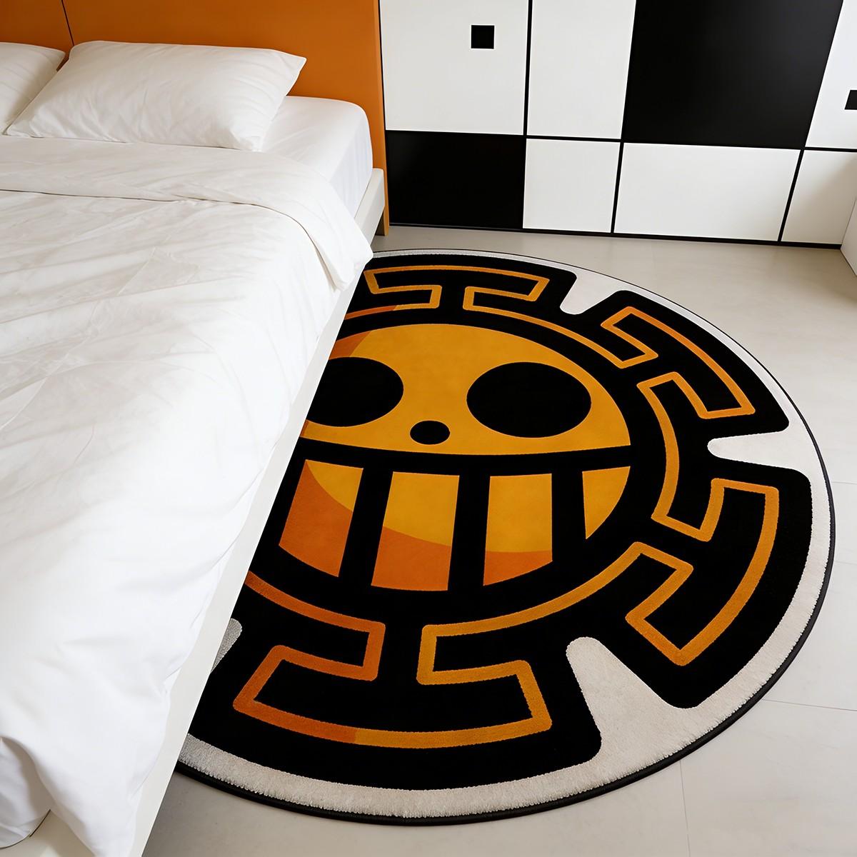 Anime Theme Carpet, Anime Secondary Logo Bedroom Bedside Rug, Dark Street Style Living Room Decor Mat, Non-Slip Durable Gaming Floor Pad