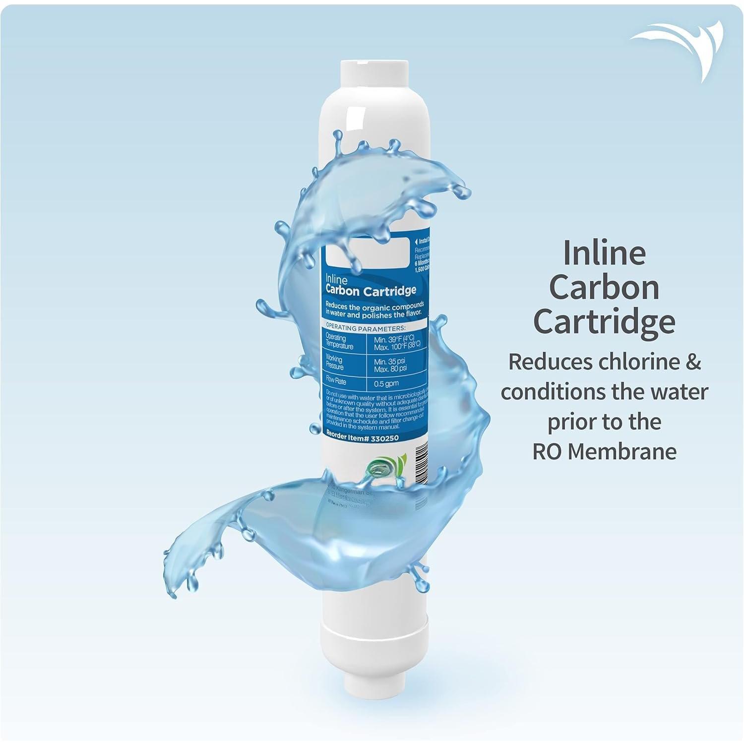 Inline RO Buddie Replacement Cartridges - Includes Carbon Block Filter, Sediment  and 50 GPD Membrane for RO/RODI Reverse Osmosis Deionization Water Filter System Units
