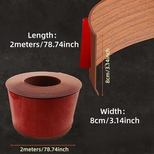 8cmx2meters PVC self-adhesive baseboard, Door Edges and Baseboard Decorative Strip, Self-adhesive with Wider Edges, Peel-and-stick Floor Trim with Removable Backing