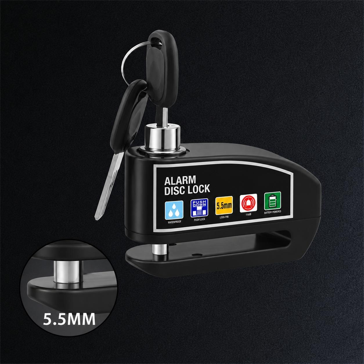 oein Loud Bike Security Lock, Disc Brake Lock, Top-Quality Motorcycle Lock, 110Db Alarm System, Vibration And Motion Detection, Expert Anti-Theft Features, User-Friendly And Portable, IP65 Rated, Motorcycle Locks Anti Theft