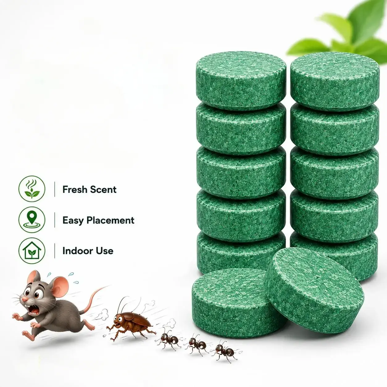 Moonspry 24-Pack Plant-Based Natural Scent Pest Control Tablets - Strong Rodent & Bug Deterrent for Mice, Rats, Roaches, Ants, Spiders - Portable Indoor Insect Control for Kitchen, Storage Areas - Oil-Infused Easy-to-Use Indoor/Outdoor Repe,repellent bal,