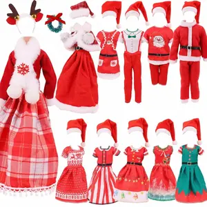 Doll Christms Clothes Red Christms Doll Clothes Dress+Christmas Hat For Ken Doll BJD&30Cm Dolls Clothing Accessories Girl's Toys