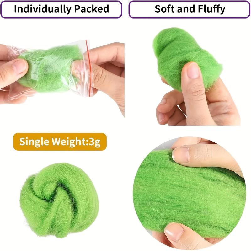 54-Piece Needle Felting Kit + Tools, Beginner Wool Felt Set, Includes Instructions for Making Animals, DIY Craft Supplies, Diy Handmade Craft