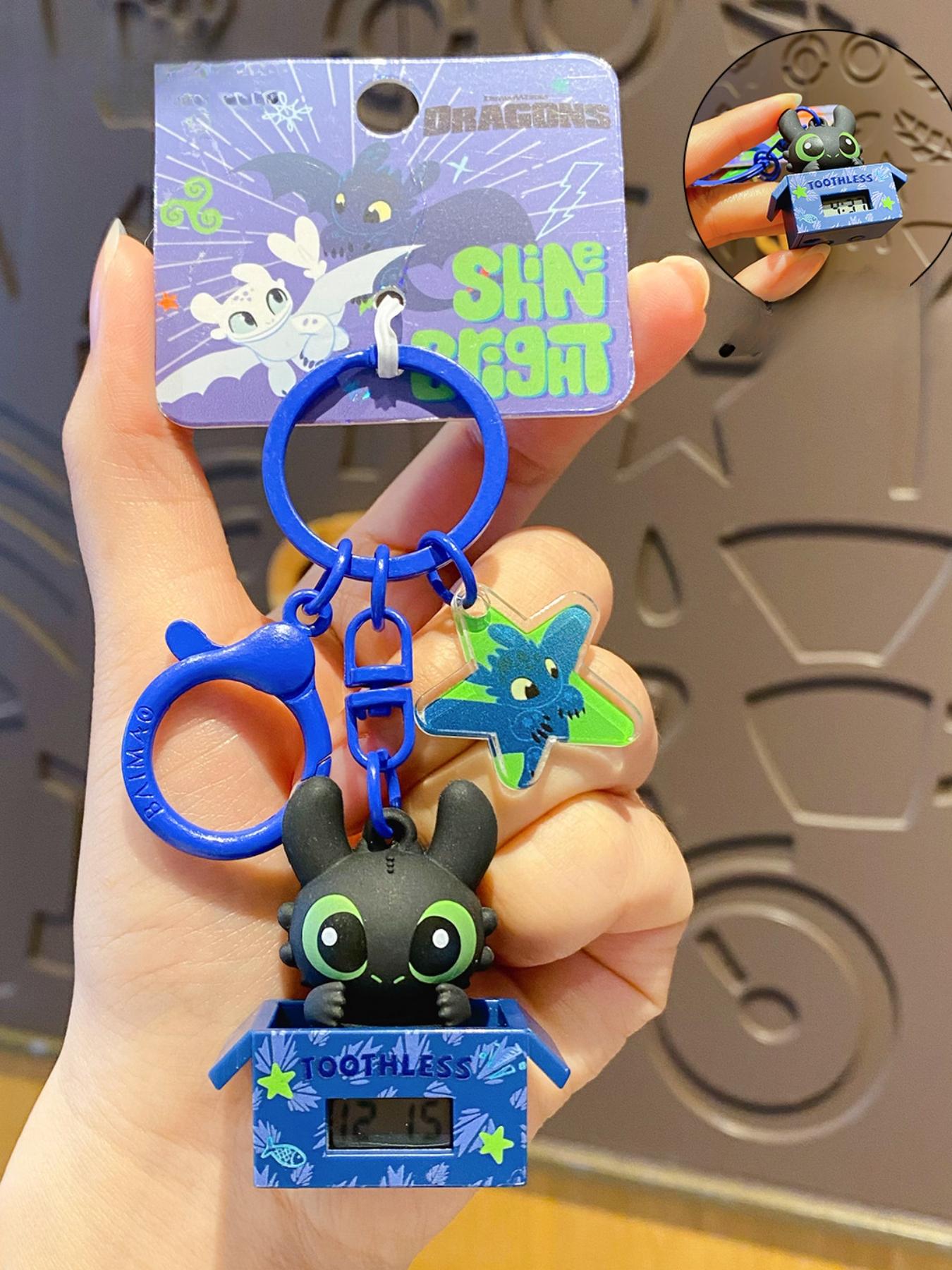 1PC How to Train Your Dragon Toothless Clock Keychain Pendant Creative Adjustable Time Functional Keychain Accessory