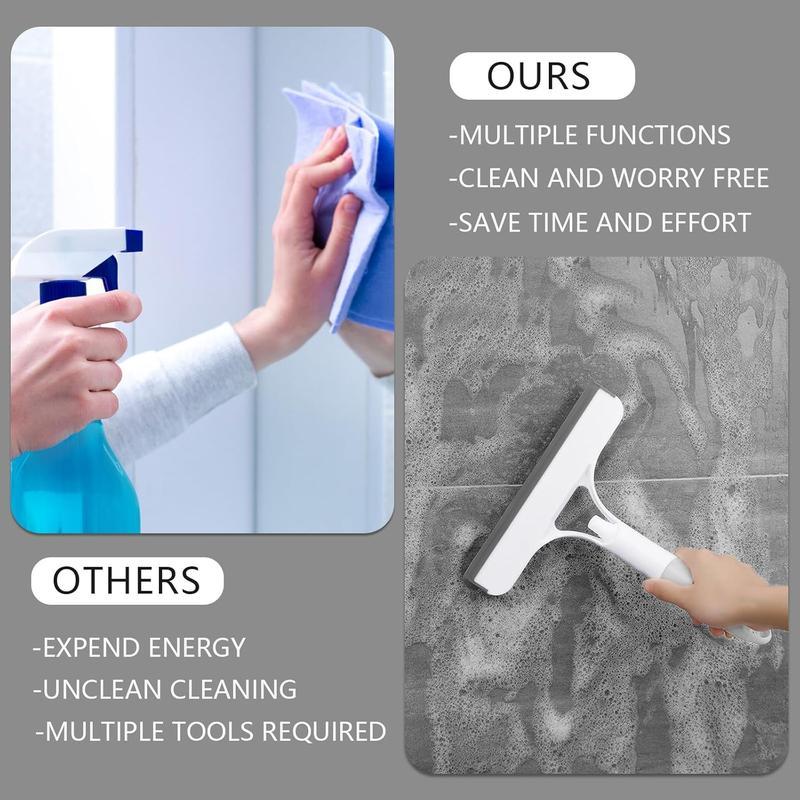 3 in 1 Window Cleaning Scraper, Squeegee andScrubber with Spray, Multifunctional HouseholdCleaning Tool, Car WindshieldCleaner,Lightweight Silicone Microfiber Wipe Glass White glass  squeegee 3  in  1  tool Yellow 3  in  1  squeegee 3  in  1  glass