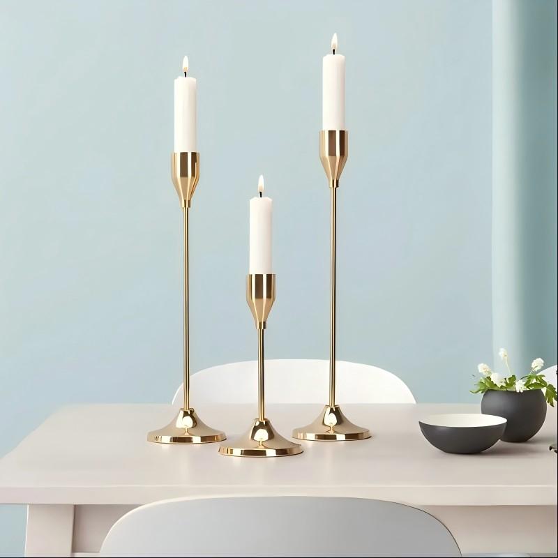 6pcs Christmas Candle Holders, High Cone Shape, Suitable for Pillar Candles and LED Modern Metal Candlesticks, Table Centerpiece Decor