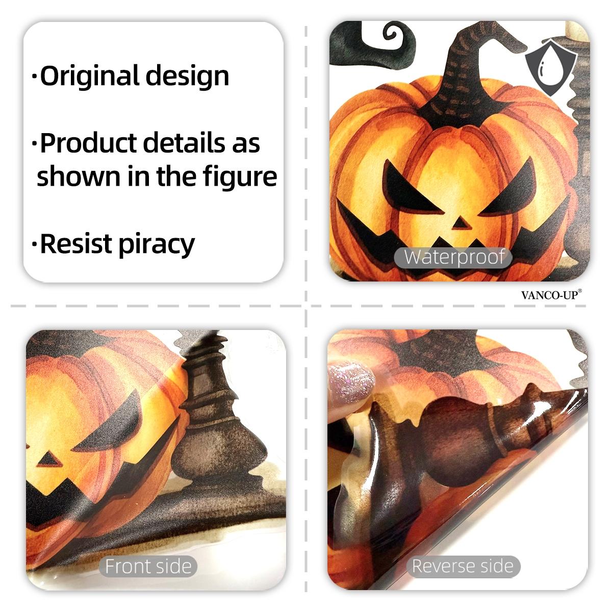 A set of 6 pieces (20*30cm*6pcs) electrostatic adsorption hand-painted Halloween pumpkin, skull and witch decorative stickers for beautifying living rooms, bedrooms and windows DJ6084-ZY