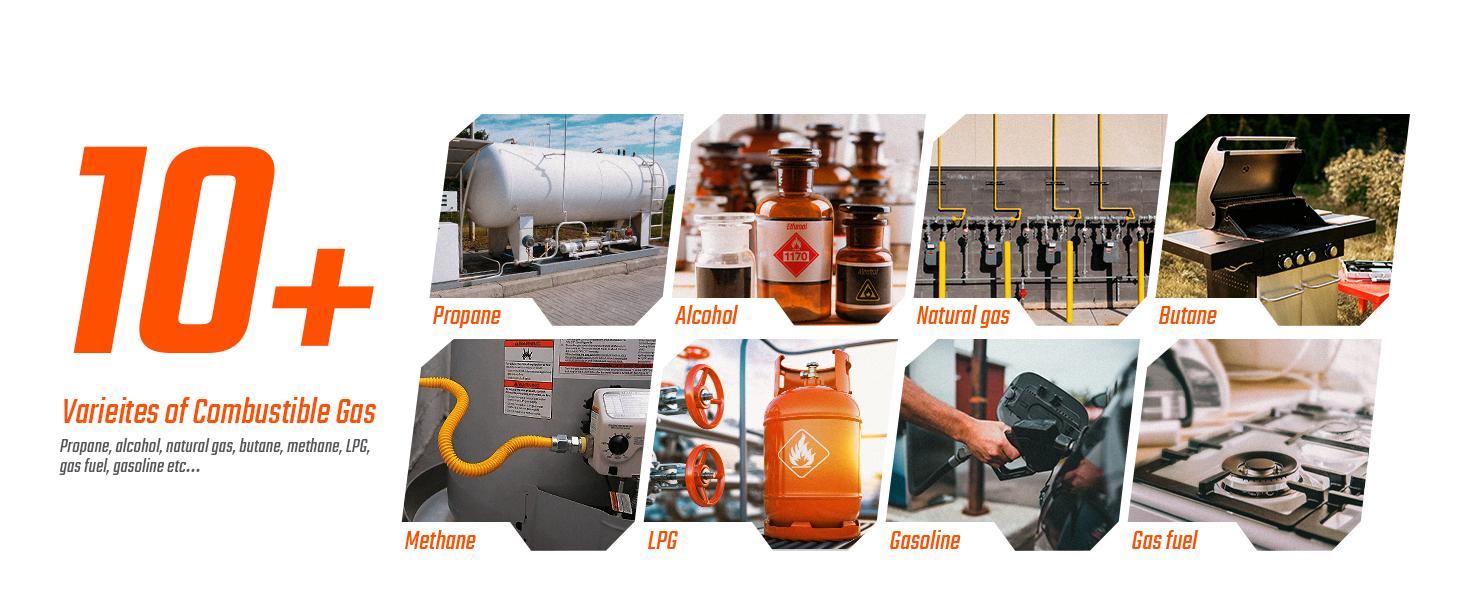 TopTes PT177 Gas Leak Detector, Natural Gas Detector with Audible & Visual Alarm, Portable Gas Sniffer to Locate Combustible Gas Leak Sources Like Methane, Propane for Home (Includes Battery x2)-Orange Safety