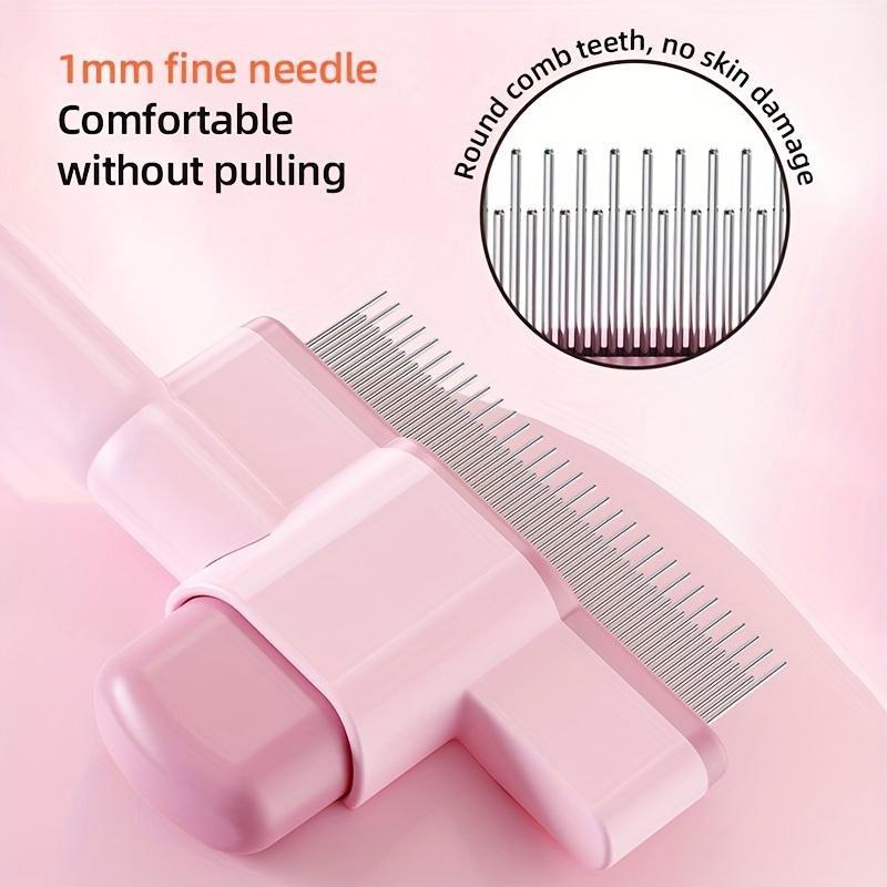 Cat Hair Comb Massage Flea Remover Self-Cleaning Detangler, Long-Haired Cat Brush, Float Hair Remover Tool, Pet Grooming Essential
