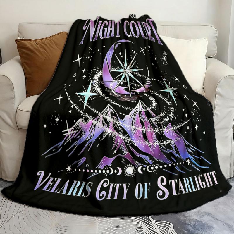 Printed blankets THE NIGHT COURT Smooth blanket Flannel blanket stylish warm and lightweight living room bedroom sofa bed picnic blanket